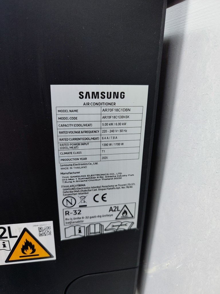 Samsung AR70F24C1DB 24000 Btu Wi-Fi WindFree Siyah Renk Klima görsel 3
